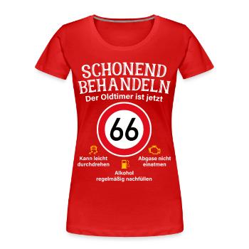 66. Geburtstag Schonend Behandeln Oldtimer Ist 66 - Frauen Premium Bio T-Shirt - Rot - Vorne - Mia (176cm)