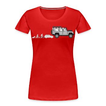 Evolution Landi 2 - Frauen Premium Bio T-Shirt - Rot - Vorne - Mia (176cm)