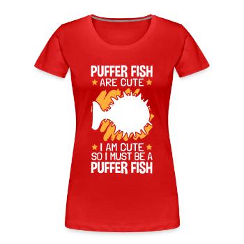 Je suis donc un poisson-globe Poisson-globe géant - T-shirt bio Premium Femme - rouge - Devant - Mia (176cm)