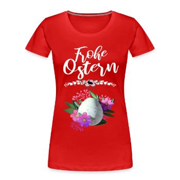 Frohe Ostern Osterei Floral - Frauen Premium Bio T-Shirt - Rot - Vorne - Mia (176cm)
