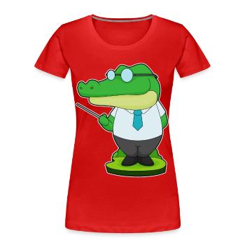 École du professeur de crocodile pointant des bâtons - T-shirt bio Premium Femme - rouge - Devant - Mia (176cm)