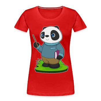 École de Pointer Enseignante Panda - T-shirt bio Premium Femme - rouge - Devant - Mia (176cm)