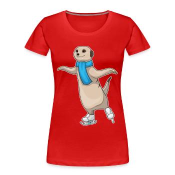 Suricates patins à glace - T-shirt bio Premium Femme - rouge - Devant - Mia (176cm)