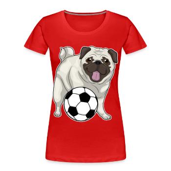 Pug Soccer Player Soccer - T-shirt bio Premium Femme - rouge - Devant - Mia (176cm)