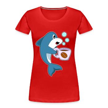 Delfin coffee cup - Women's Premium Organic T-Shirt - red - Front - Mia (176cm)