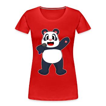Panda Singer Chant au micro - T-shirt bio Premium Femme - rouge - Devant - Mia (176cm)