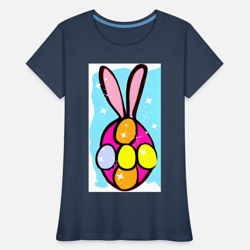 Colorful Easter Bunny Eggs Illustration Women's Premium Organic T-Shirt