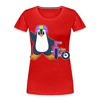 Vélo Pingouin - T-shirt bio Premium Femme - rouge - Devant - Mia (176cm)