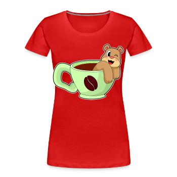 Bear cup of coffee - Women's Premium Organic T-Shirt - red - Front - Mia (176cm)