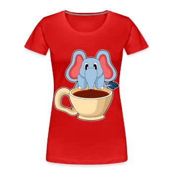 Elefant Tasse Kaffee - Frauen Premium Bio T-Shirt - Rot - Vorne - Mia (176cm)
