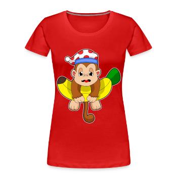 Monkey Sleeping Night Hat - Women's Premium Organic T-Shirt - red - Front - Mia (176cm)