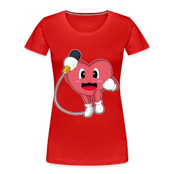 Chant au micro Heart Singer - T-shirt bio Premium Femme - rouge - Devant - Mia (176cm)
