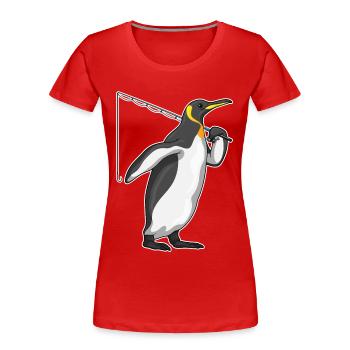 Pinguin Angler Angelrute Angeln - Frauen Premium Bio T-Shirt - Rot - Vorne - Mia (176cm)