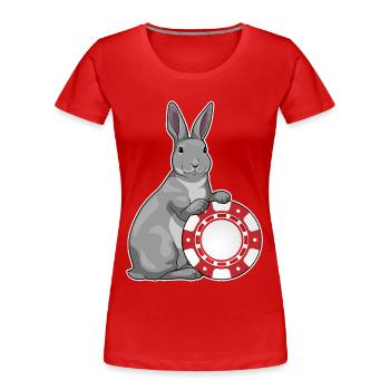 Bunny Poker Jetons de poker - T-shirt bio Premium Femme - rouge - Devant - Mia (176cm)
