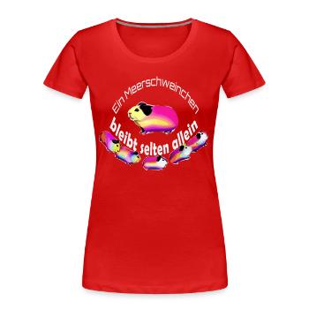 Lustige Meerschweinchen bunt  - Frauen Premium Bio T-Shirt - Rot - Vorne - Mia (176cm)