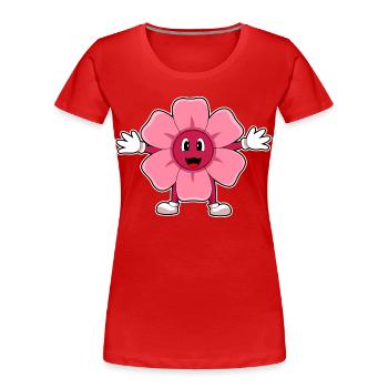 Fleur drôle - T-shirt bio Premium Femme - rouge - Devant - Mia (176cm)