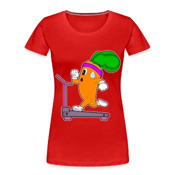 Karotte Workout Laufband Fitness - Frauen Premium Bio T-Shirt - Rot - Vorne - Mia (176cm)