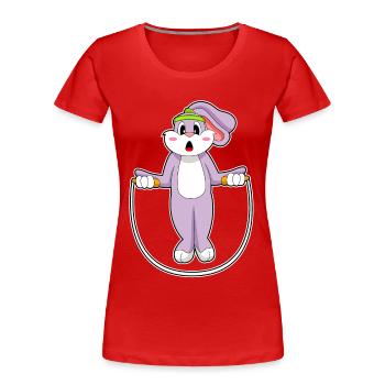 Bunny Jumping Rope Skipping Rope Fitness - Women's Premium Organic T-Shirt - red - Front - Mia (176cm)