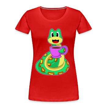 Schlange Tasse Kaffee - Frauen Premium Bio T-Shirt - Rot - Vorne - Mia (176cm)