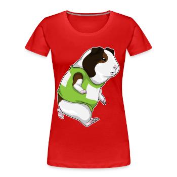Cochon d’Inde joggeur jogging sport - T-shirt bio Premium Femme - rouge - Devant - Mia (176cm)
