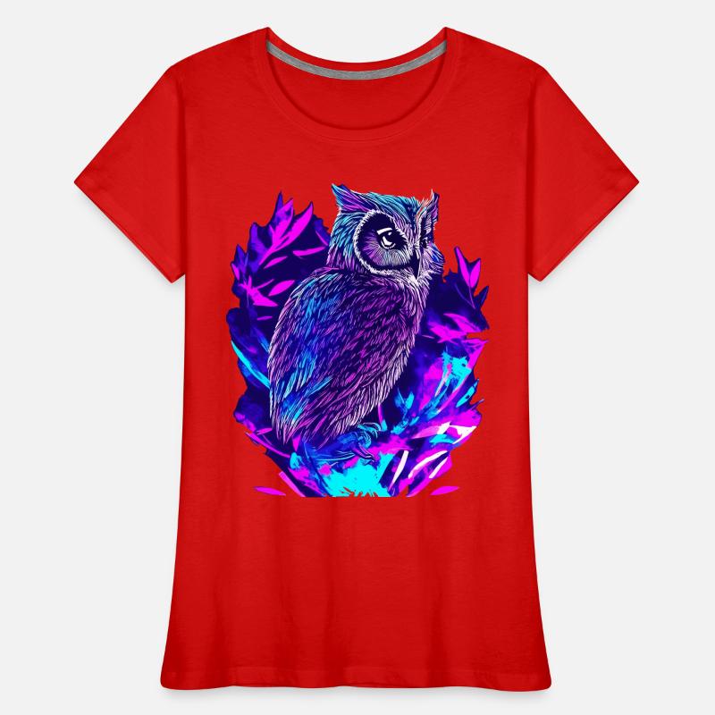 Neon Eule Psychedelische Eulen Kunst Frauen Premium Bio T-Shirt