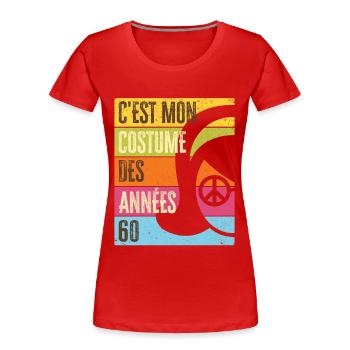 Années 60 Costume des 60s Disco Deguisement Tenue - T-shirt bio Premium Femme - rouge - Devant - Mia (176cm)