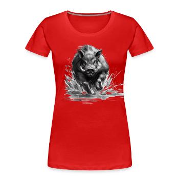 Wildschwein, das im Wasser läuft - Frauen Premium Bio T-Shirt - Rot - Vorne - Mia (176cm)