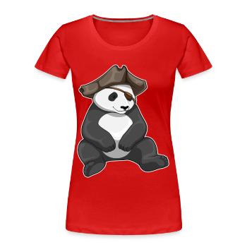 Chapeau de pirate panda - T-shirt bio Premium Femme - rouge - Devant - Mia (176cm)