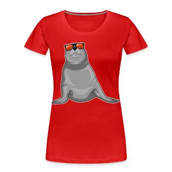 Seal Sunglasses - Women's Premium Organic T-Shirt - red - Front - Mia (176cm)