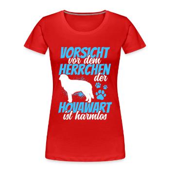 Vorsicht vor dem Hovawart derber Bauernhund - Frauen Premium Bio T-Shirt - Rot - Vorne - Mia (176cm)