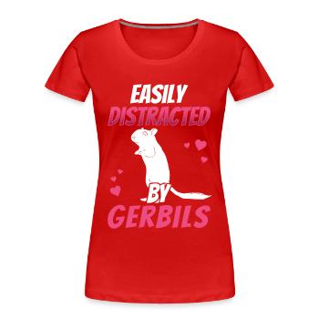 Distrait par la gerbille Gerbille - T-shirt bio Premium Femme - rouge - Devant - Mia (176cm)