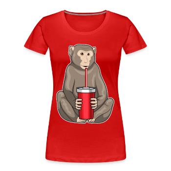 Monkey Mug to go - Women's Premium Organic T-Shirt - red - Front - Mia (176cm)