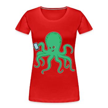 Krake Smartphone - Frauen Premium Bio T-Shirt - Rot - Vorne - Mia (176cm)
