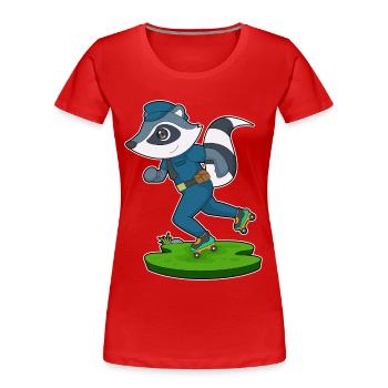 Raccoon Policier Patins à roulettes Police - T-shirt bio Premium Femme - rouge - Devant - Mia (176cm)