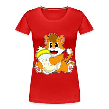 Katze Babyflasche Milch - Frauen Premium Bio T-Shirt - Rot - Vorne - Mia (176cm)