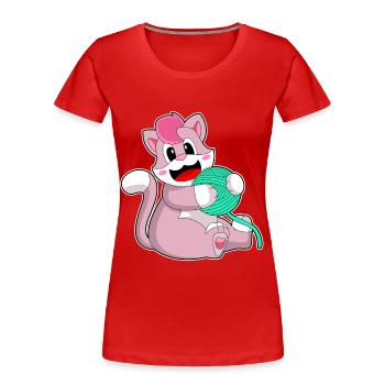 Cat ball of wool - Women's Premium Organic T-Shirt - red - Front - Mia (176cm)