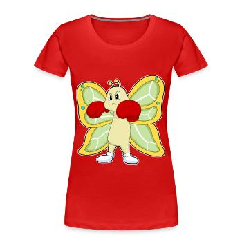 Schmetterling Boxer Boxhandschuhe - Frauen Premium Bio T-Shirt - Rot - Vorne - Mia (176cm)