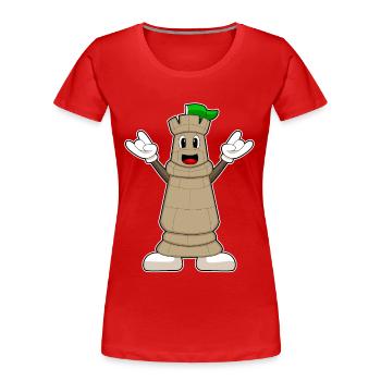 Schachfigur Turm Schach - Frauen Premium Bio T-Shirt - Rot - Vorne - Mia (176cm)