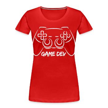 Développeur de jeux - T-shirt bio Premium Femme - rouge - Devant - Mia (176cm)