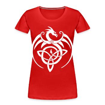 Weißer Drache und keltisches Symbol - Frauen Premium Bio T-Shirt - Rot - Vorne - Mia (176cm)