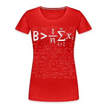 Die Mathe-Inspiration ist überdurchschnittlich gut - Frauen Premium Bio T-Shirt - Rot - Vorne - Mia (176cm)