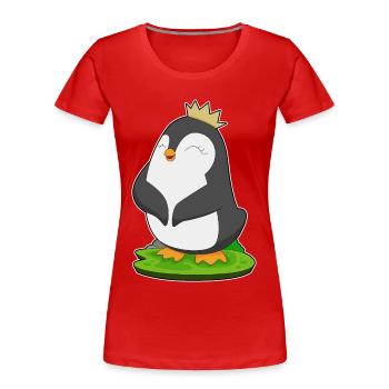 Couronne de Pingouin - T-shirt bio Premium Femme - rouge - Devant - Mia (176cm)
