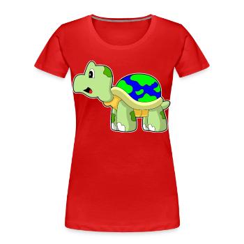 Globe de la Terre Tortue - T-shirt bio Premium Femme - rouge - Devant - Mia (176cm)