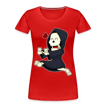 Skeleton Jogger Jogging Sport - Women's Premium Organic T-Shirt - red - Front - Mia (176cm)