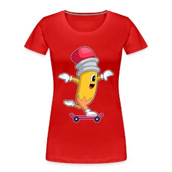 Pencil Skater Skateboard - T-shirt bio Premium Femme - rouge - Devant - Mia (176cm)