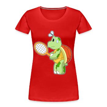 Raquette de tennis Turtle Tennis - T-shirt bio Premium Femme - rouge - Devant - Mia (176cm)