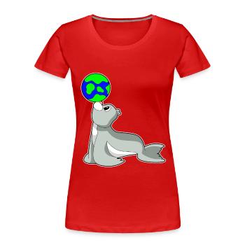 Phoque Terre - T-shirt bio Premium Femme - rouge - Devant - Mia (176cm)