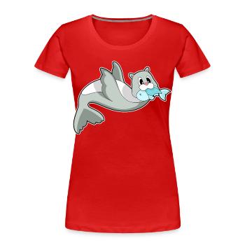 Poisson phoque - T-shirt bio Premium Femme - rouge - Devant - Mia (176cm)