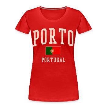 Porto Portugal Vintage Imprimer - T-shirt bio Premium Femme - bleu marine - Devant - Mia (176cm)