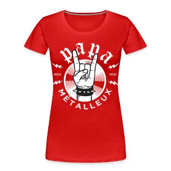 Papa Métalleux Cadeau Fan Heavy Metal Rock - T-shirt bio Premium Femme - rouge - Devant - Mia (176cm)